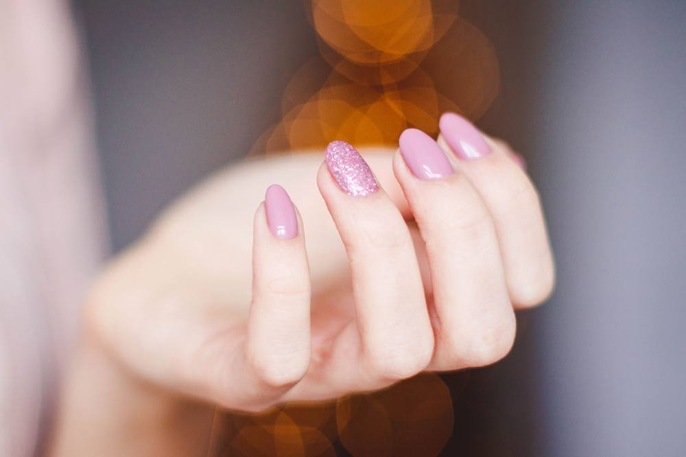 Pink glitter finished nails